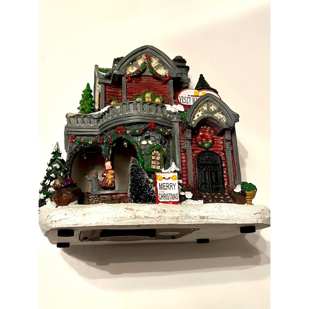 Christmas Village Visit With Santa Lighted Moving Figures 9" Holiday Decor